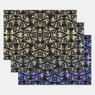 Gold Silver & Purple Mother Of Pearl Collection Wrapping Paper Sheets
