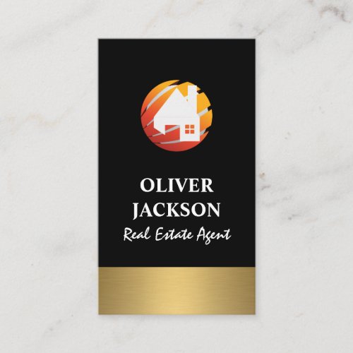 Gold Silver Real Estate Home Globe Logo Business Card