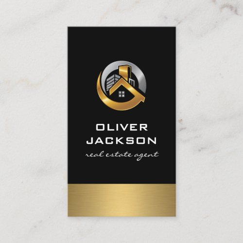 Gold Silver Real Estate Home Logo Business Card