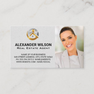 Gold Silver Real Estate Logo Real Estate Agent Business Card