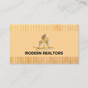 Gold Silver Real Estate Logo   Wood Panels Business Card