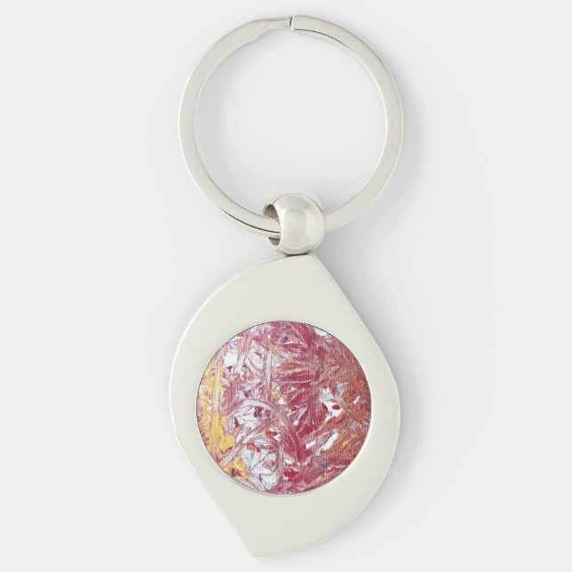 Gold, Silver, Red, Rose Gold, Marble Artwork Keychain (Front)