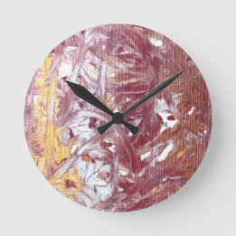 Gold, Silver, Red, Rose Gold, Marble Artwork Round Clock