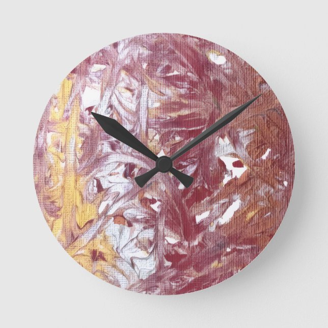 Gold, Silver, Red, Rose Gold, Marble Artwork Round Clock (Front)