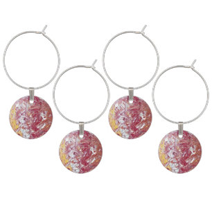 Gold, Silver, Red, Rose Gold, Marble Artwork Wine Charm