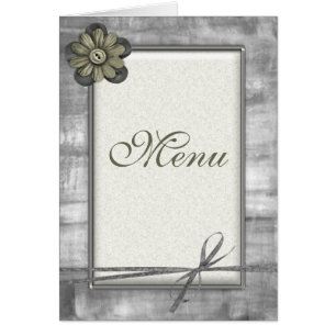 Gold & Silver Ribbon Flowers - Wedding Menu Cards
