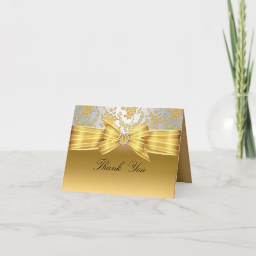 Gold  Silver Rose Thank You Card