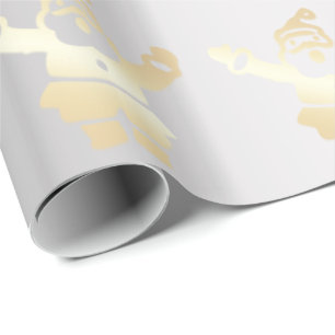 Gold & Silver Santa Claus Christmas Pattern Wrapping Paper