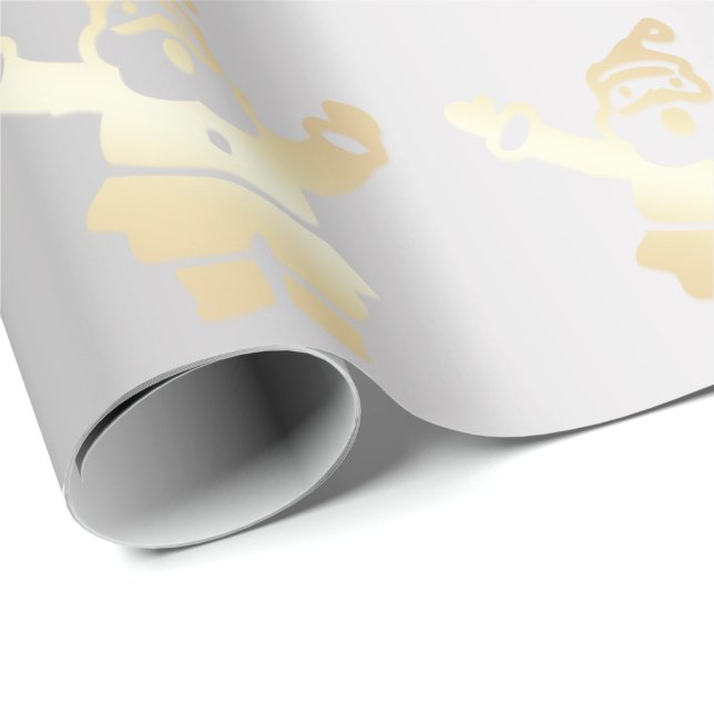 Gold & Silver Santa Claus Christmas Pattern Wrapping Paper (Roll Corner)
