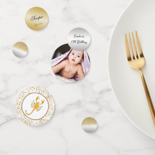 Gold  Silver Scorpio  Photo Birthday Confetti