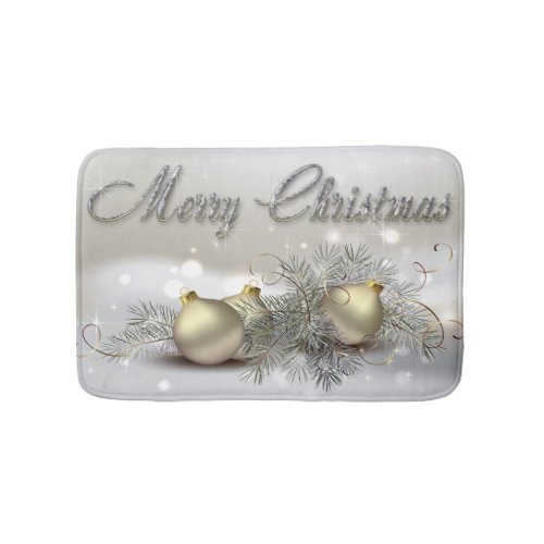 Gold  Silver Shimmer Christmas Ornaments Bathroom Mat