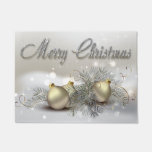 Gold &amp; Silver Shimmer Christmas Ornaments Doormat at Zazzle