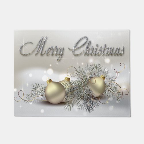 Gold  Silver Shimmer Christmas Ornaments Doormat