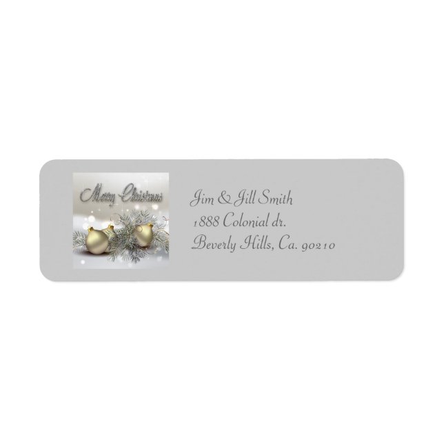 Gold & Silver Shimmer Christmas Ornaments Label (Front)
