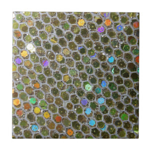 Gold Silver Shimmering Glitter Sparkles Pattern Ceramic Tile