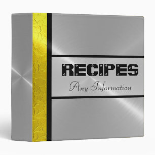 Gold Silver Shiny Stainless Steel Metal 3 Ring Binder