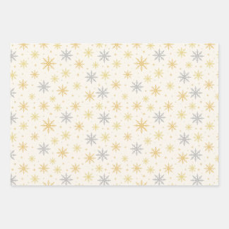 Gold Silver Snowflake Christmas Seamless Pattern Wrapping Paper Sheets
