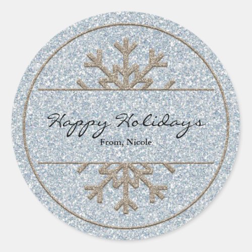 Gold  Silver Snowflake Holiday Winter Sticker