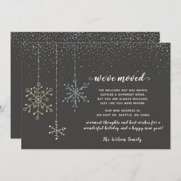 Gold Silver Snowflakes We've Moved Holiday Cards