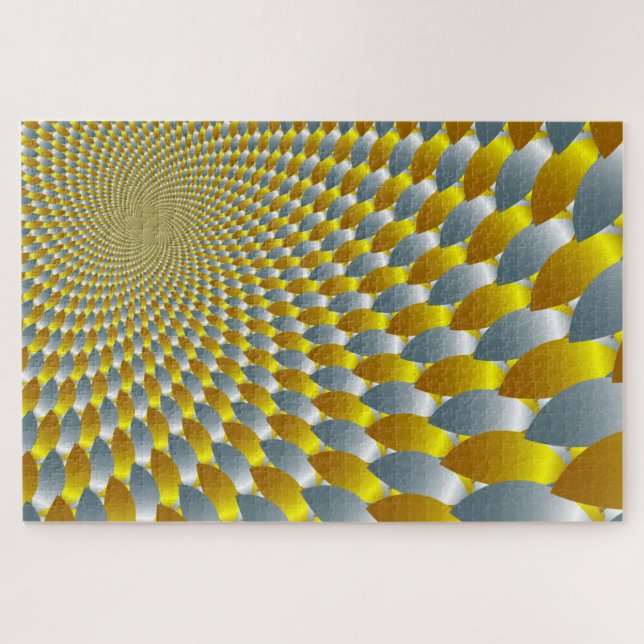 Gold & Silver Spiral Metallic Optical Illusion Jigsaw Puzzle (Horizontal)