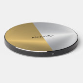 Gold & Silver Split Screen Geometric Design Wireless Charger (Front 2)