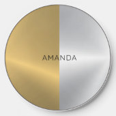 Gold & Silver Split Screen Geometric Design Wireless Charger (Front)