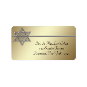 Gold Silver Star of David Address Labels