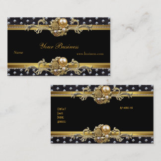 Gold Silver Studs Black Elegant Classy Jewel 2 Business Card