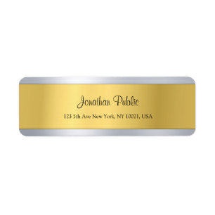 Gold Silver Template Modern Script Return Address Label