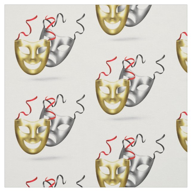 Gold silver tragedy comedy theatre fabric (Swatch)
