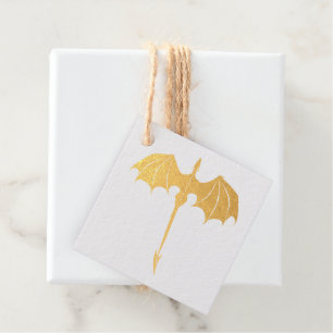Gold Silver Tribal Flight Dragon Fantasy White Foil Favor Tags
