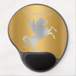 GOLD Silver Unicorn Moulded CUSTOMIZED Mousepad