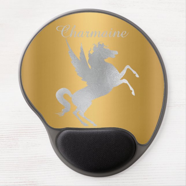 GOLD Silver Unicorn Moulded CUSTOMIZED Mousepad (Front)