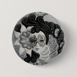Gold Silver Venetian Mask Pinback Button