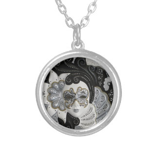Gold Silver Venetian Mask Silver Plated Necklace