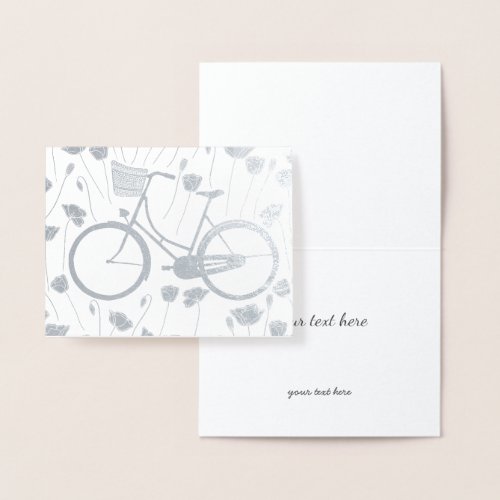 Gold Silver Vintage Retro Bicycle Floral Pattern Foil Card