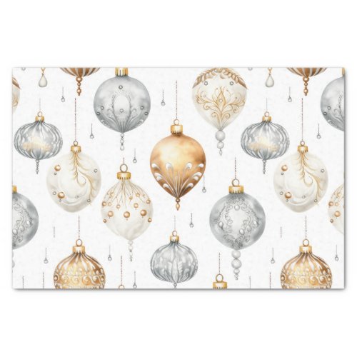 Gold Silver Vintage Watercolor Christmas Ornaments Tissue Paper