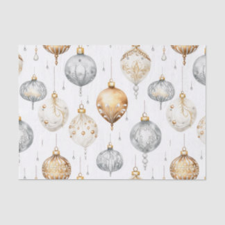 Gold Silver Vintage Watercolor Christmas Ornaments Tissue Paper