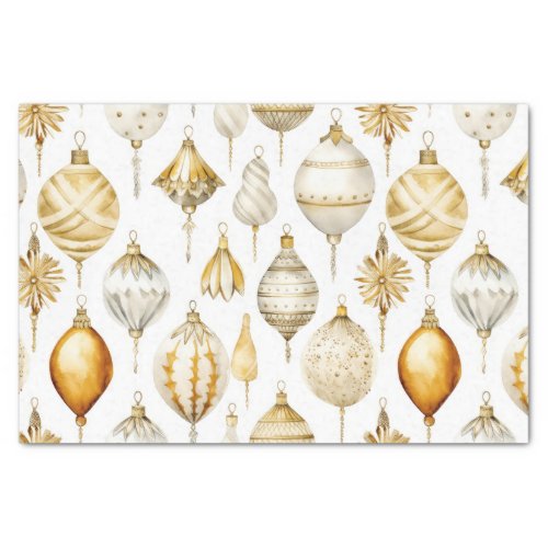 Gold Silver Watercolor Vintage Christmas Ornaments Tissue Paper