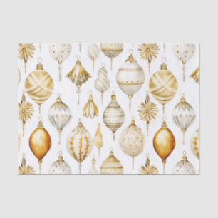 Gold Silver Watercolor Vintage Christmas Ornaments Tissue Paper
