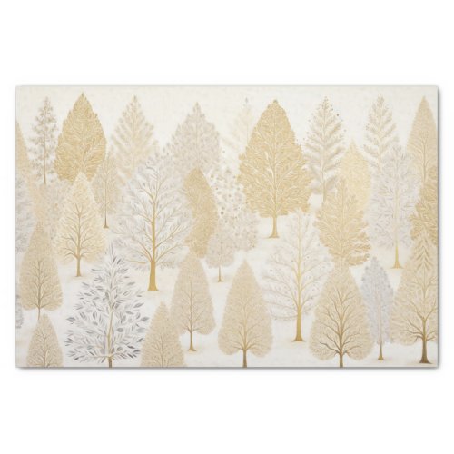 Gold Silver White Christmas Trees Tissue Paper
