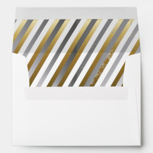 Gold, Silver, White Diagonal Stripe Envelope