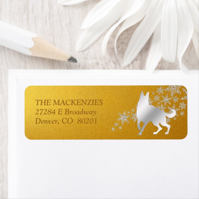Gold Silver Winter German Shepherd Dog1 Label (Insitu)