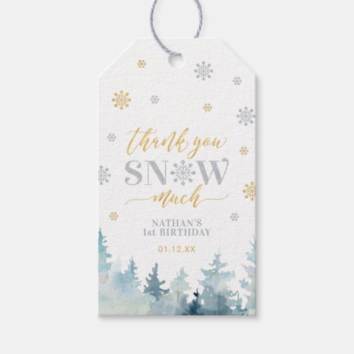 Gold  Silver Winter Wonderland Thank you Favor Gift Tags
