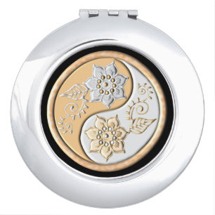 Gold & Silver Yin Yang Compact Mirror