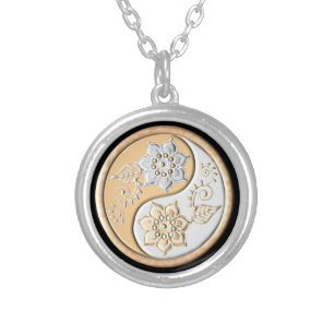 Gold & Silver Yin Yang  Silver Plated Necklace