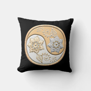 Gold & Silver Yin Yang Throw Pillow