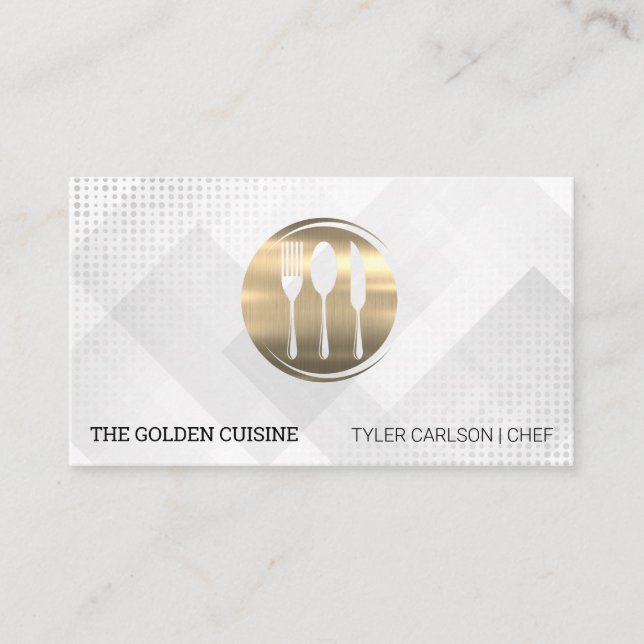 Gold Silverware Restaurant | Culinary Catering Business Card (Front)