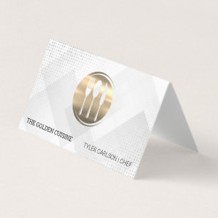 Gold Silverware Restaurant Culinary Catering Business Card