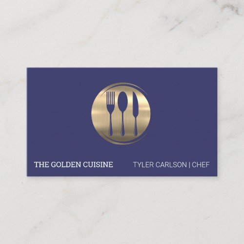 Gold Silverware Restaurant Logo Business Card